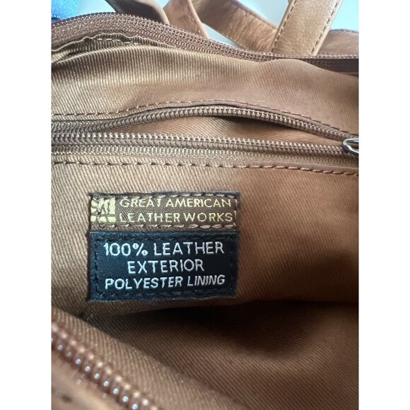 Great American Leather Works Tan Leather Shoulder Bag Crossbody Purse Adjustable - Picture 6 of 14
